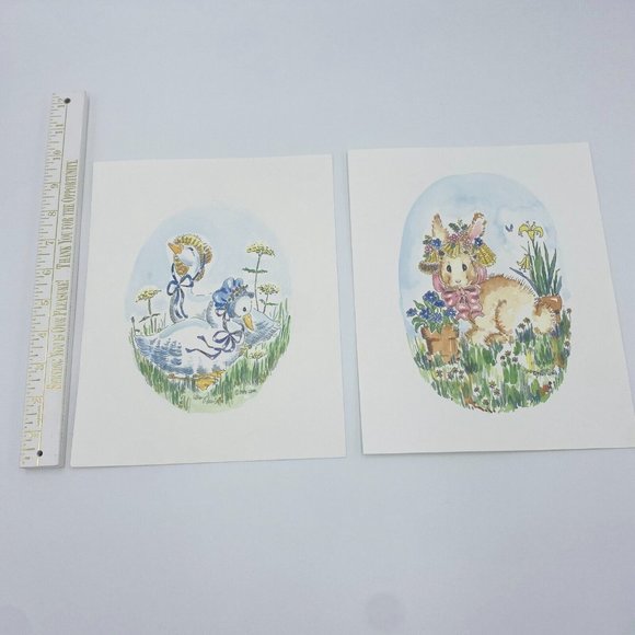 Two Signed Mary Lewis Prints Bunnies and Ducks Set of 2 - Picture 11 of 12